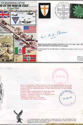 JS45/7c 50th Ann War II End of War in ITALY Signed by Maj Gen Sir G Burns (M)