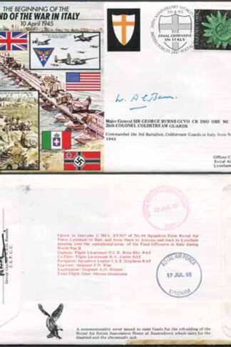 JS45/7c 50th Ann War II End of War in ITALY Signed by Maj Gen Sir G Burns (O)