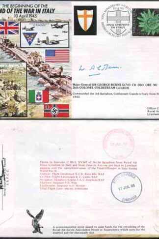 JS45/7c 50th Ann War II End of War in ITALY Signed by Maj Gen Sir G Burns (P)