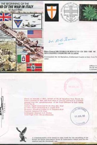 JS45/7c 50th Ann War II End of War in ITALY Signed by Maj Gen Sir G Burns (Q)