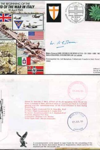 JS45/7c 50th Ann War II End of War in ITALY Signed by Maj Gen Sir G Burns (R)