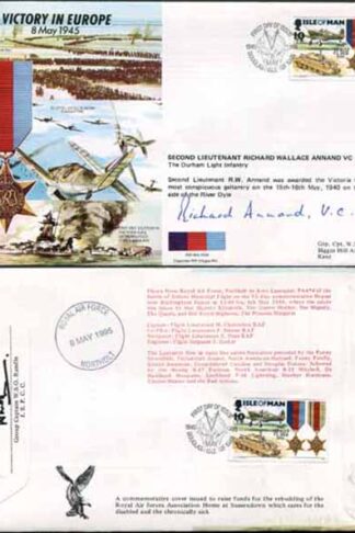 JS45/12A Victory in Europe sign by 2nd Lt Richard Wallace Annand VC (D)