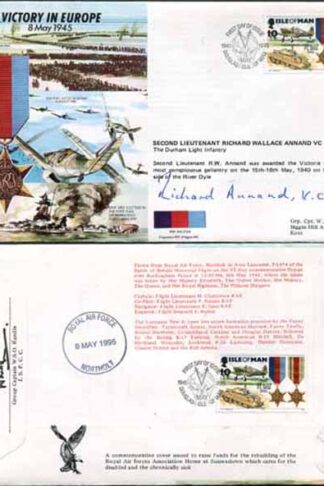 JS45/12A Victory in Europe sign by 2nd Lt Richard Wallace Annand VC (E)