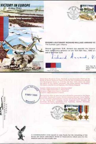 JS45/12A Victory in Europe sign by 2nd Lt Richard Wallace Annand VC (L)