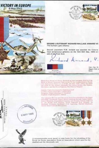 JS45/12A Victory in Europe sign by 2nd Lt Richard Wallace Annand VC