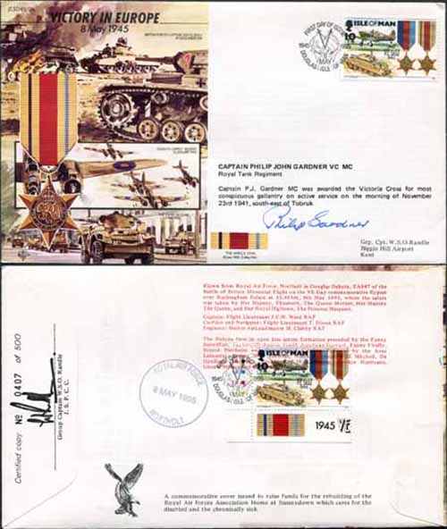 JS45/12A Victory in Europe sign by Captain Philip John Gardner VC MC (C)