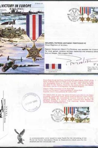 JS45/12FC Victory in Europe sign by Colonel Patrick Anthony Porteous VC. (B)