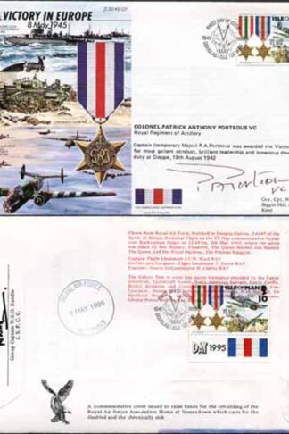 JS45/12FC Victory in Europe sign by Colonel Patrick Anthony Porteous VC. (C)