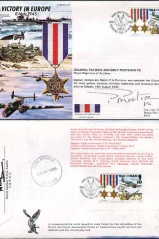JS45/12FC Victory in Europe sign by Colonel Patrick Anthony Porteous VC. (E)