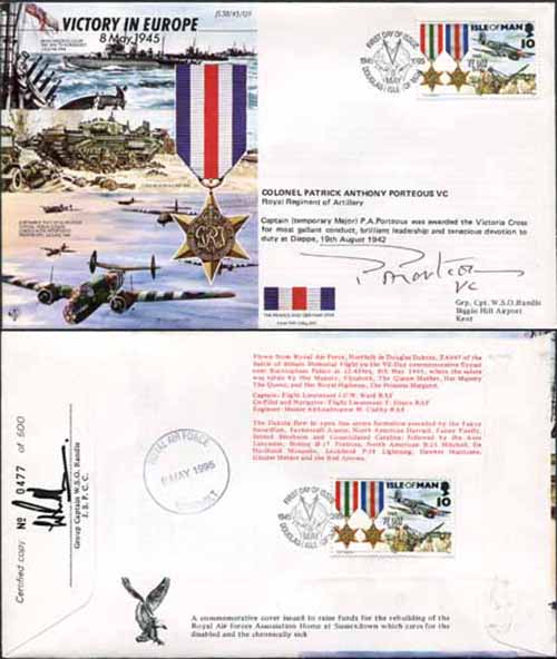 JS45/12FC Victory in Europe sign by Colonel Patrick Anthony Porteous VC. (E)