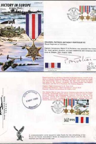 JS45/12FC Victory in Europe sign by Colonel Patrick Anthony Porteous VC. (G)