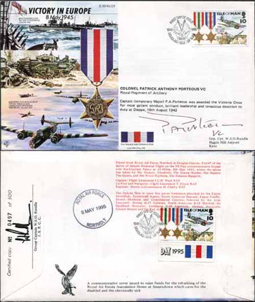JS45/12FC Victory in Europe sign by Colonel Patrick Anthony Porteous VC. (G)