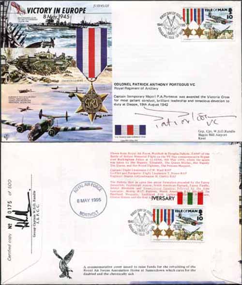 JS45/12FC Victory in Europe sign by Colonel Patrick Anthony Porteous VC. (M)