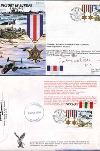 JS45/12FC Victory in Europe sign by Colonel Patrick Anthony Porteous VC. (P)