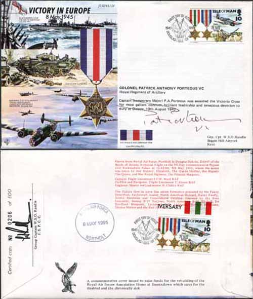 JS45/12FC Victory in Europe sign by Colonel Patrick Anthony Porteous VC. (P)