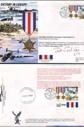 JS45/12FC Victory in Europe sign by Colonel Patrick Anthony Porteous VC. (Q)