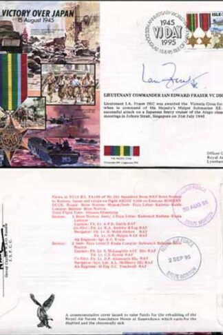 JS45/16BC Victory in Europe sign Lieutenant Commander Ian Edward Fraser VC (R)