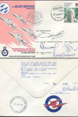AD20c The Blue Herons Int. Air Tattoo RAF Greenham Common all 4 Pilots Signed