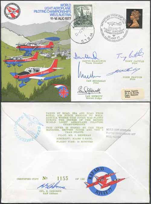 AD33cl World Light Aeroplane Championships with Wels I 11.8.77 Pmk Team Signed