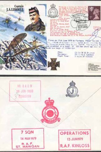 HA40d Captain J.A. Liddell VC.MC. Signed by Flt. Lt. J.A. Easy with 7p Stamp