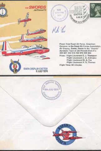 AD2c The Swords Jet Provost T5 RAFA Display Exeter Signed by Flt Lt M.A. Fox (B)