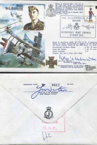 HA35c Major W.G. Barker Signed by Sir Peter Le Cheminant (B)