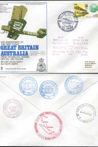 SC11a 50th Ann of the 1st Flight Great Britain - Australia Standard Cover (A)