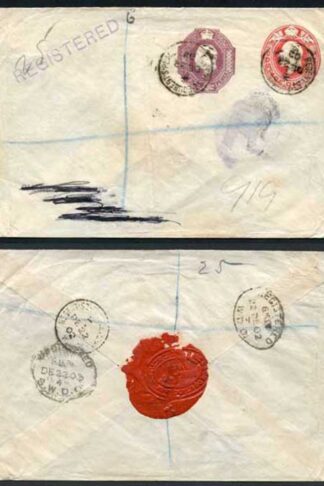 ESC629 KEVII 1d Red and 6d Violet Compound Envelope Used