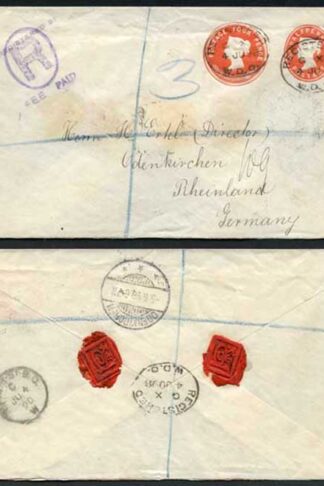ESC192 QV 1/2d Vermilion and 4d Vermilion Compound Envelope Used