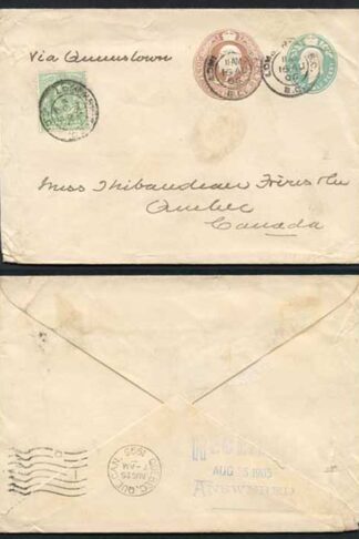 ESC621 KEVII 1/2d Blue Green and 3d Brown Compound Envelope with 1/2d Stamp