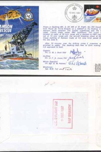 RD12a Samson Rescue 12 Dec 1987 Signed by Crew of Four