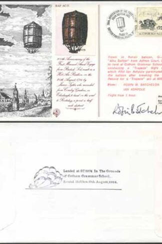 AC11b 200th Ann of First Flight From British Soil Signed by Robin Bachelor (A)