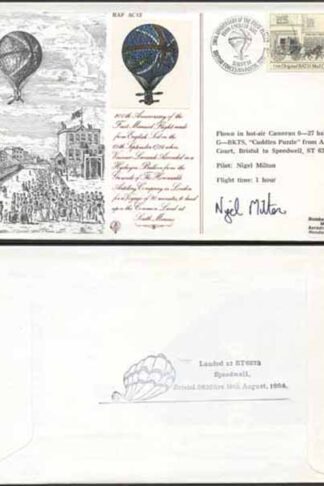 AC12a 200th Ann of First Flight from English Soil Signed by Pilot Nigel Milton