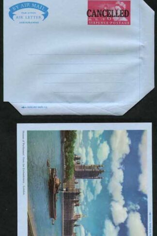 APS5 6d Pictorial View of the Houses of Parliament Air Mail Letter Sheet CANCEL