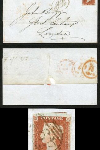 1841 Penny Red (PH) Four Margins on Cover with PL handstamp