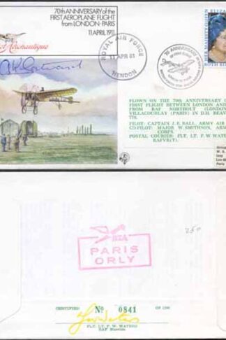 FF29c 70th Ann 1st Aeroplane Flight From London-Paris Signed by A.K. Gatward (A)
