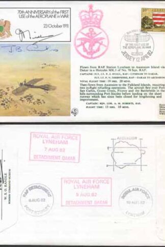 FF35c 70th Ann 1st Use of Aeroplane in War Signed by J. Fieldhouse and J.B. Cur