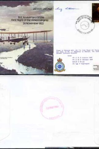 B13b 61st Ann First Flight of the Vickers Virginia Pilot Signed Cover