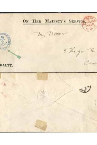 1891 OHMS ADMIRALTY Official Envelope