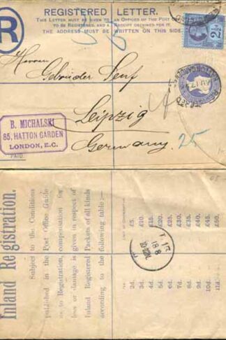 RP21 2 1/2d Registered envelope size G uprated with a 2 1/2d jubilee