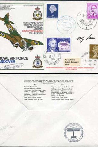 SC24c 60th Ann 1st Long Distance Int Air Force Signed by Pilot Lt Col Henon (A)