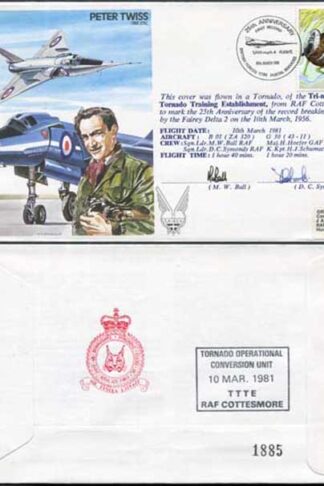 TP17b Peter Twiss OBE. DSC. Signed by M.W. Ball and D.C. Symonds