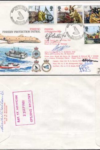 RFDC7 Fishing Signed by Captain. Pilot. Co-Pilot. C.J Phillips G.F McMellin (A)