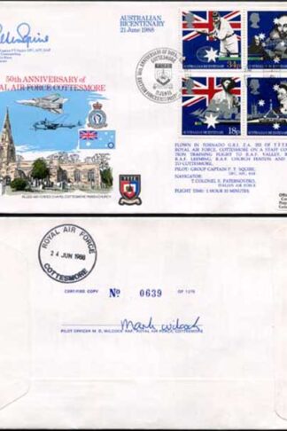 RFDC64 Australian Bicentenary 21 June 1988 Signed by Group Captain P.T. Squire