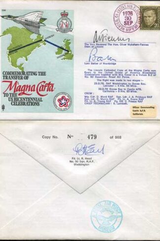 C44c Transfer of Magna Carta Signed Wykeham-Fiennes and Lord Barber (A)