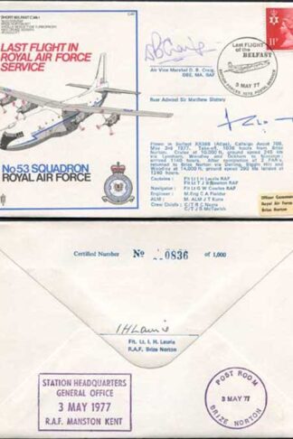 C46c Last Flight in RAF Service Signed by D Craig and Sir Matthew Slattery (A)