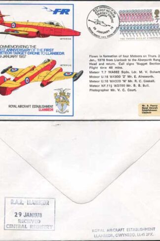 C53a 21st Ann of the 1st Meteor Target-Drone to Llanbedr Standard Cover