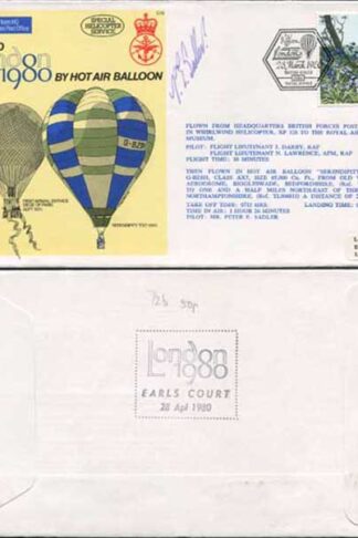 C72b To London by Hot Air Balloon Pilot Signed