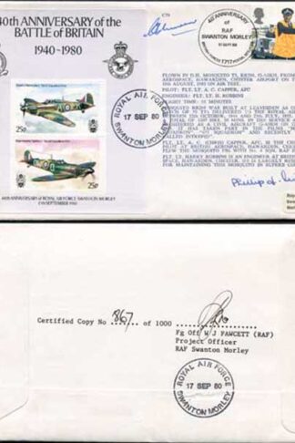 C79c 40th Ann of RAF Swanton Morley Signed by PJ Miller and George Unwin (A)