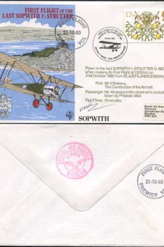 C83 First Flight of the Last Sopwith 1½ Strutter Signed by Mr V. Bellamy